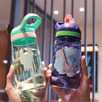 Brezplačna dostava za Moj Otrok Šport Steklenico Steklenica za Vodo S Slamo Kakovostne Plastike, Otrok Drinkware Otrok Steklenice Vode BPA Free
