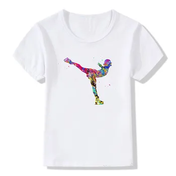 Akvarel drsanje dekle tiskanja modela otroci t shirt srčkan poletje zgornji del dekliška oblačila bele DIY po meri tshirt otroka, t-majice