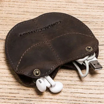 Pravega Usnja Kovanec Torbici Mini Majhen Denar Spremembe Vrečko Moški Ženske Bluetooth Slušalke Skladu Kabel Pokrov Primeru Zaščitnik