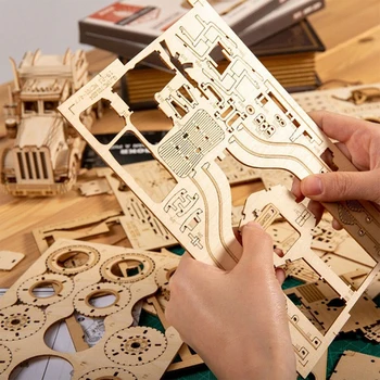 1 x 3D Lesene Avto Živali Puzzle Sestavljanke Woodcraft Komplet Igrač DIY samo-Montažo Model Model Zgradbe Izobraževalne Igrače, 175*255mm