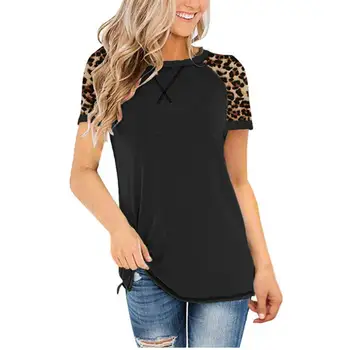 Ženske Poletne T shirt 2021 Leopard Moda T Majica Kratek Rokav Priložnostne Vrhovi Tees Plus Velikost Seksi Ulične T-shirt Camisas Mujer