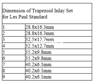 2 mm Debele Trapezna Podolgovat Nastavite biserovine za Les Paul Standard za 9pcs na set