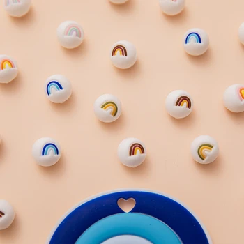 10 pc Mavrica Silikonskih Kroglic Hrane Silikona Teether DIY Cucla Posnetke, Ročno izdelana Ogrlica Baby Teether Dodatki