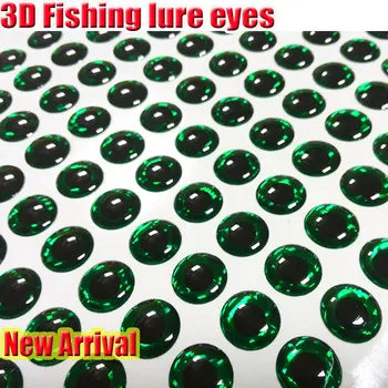 2021 NOVO 3D ribolov vaba oči letenje oči izberete velikost:4 MM--8 MM količina:500pcs/veliko realne umetno ribolov oči, barva:ZELENA