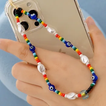 Nov Mobilni Telefon Pašček Napeljite Pisane Nasmeh Pearl Mehko Lončenine Vrv Za Mobilni Telefon Primeru Viseči Kabel Za Ženske