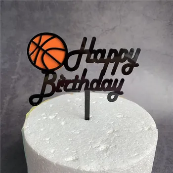 1 Nastavite Košarka Happy Birthday Cake Toppers Nogomet Rojstni dan Akril Torto Pokrivalo za Baby Tuš Stranka Torto Dekoracijo Sladica