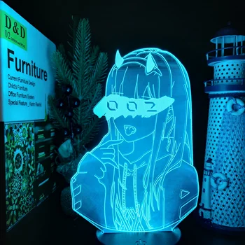 DRAGA v FRANXX Nič Dveh 002 3D Led Iluzijo, Nočne Luči Anime Lučka Led Osvetlitev Za Božično Darilo