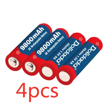 1,5 V AA 9800 mah polnilne baterije AA 1,5 V. Polnilna Novo Alcalinas drummey +1pcs 4-celično baterijo polnilnik