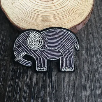 Lep smešno broška DIY zlato slon siva slon ročno vezenje poglavje višji Indijske svile oblačila živali