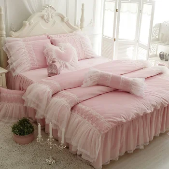 Pozimi obleko Koralni žamet Rjuhe Kritje Nastavite zadebelitev princesa candy girl čipke Evropi roza & modro posteljni sobi doma tekstilne FG174