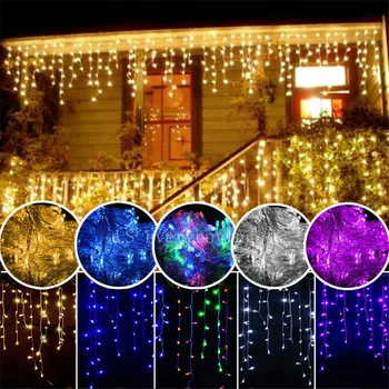 Božič Niz Luči, 5M LED Zavese Ledenica Garland Niz Luči Droop za 0,4-0,6 m Dekoracijo za Prva Vrtna Ulica Prostem