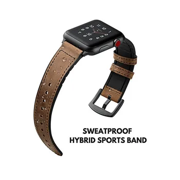 Krepak Hibridni Športni Usnje Letnik Trak Za Apple Watch Band Serije 6 SE 5 4 3 2 1 Trakov Za Apple Watch 44 mm 40 mm 38 mm 42mm
