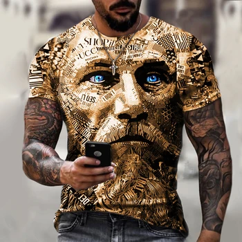 Kratek rokav 3D slog T-shirt in povzetek sidro urban moda povzetek ročno poslikano hip-hop 2021