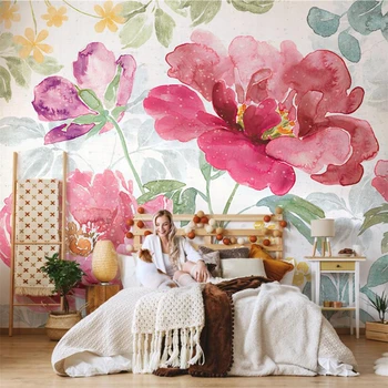 Beibehang po meri Ameriška pastorala peony cvet art ozadja za dnevno sobo v ozadju 3D zidana stena papir hiša dekoracijo
