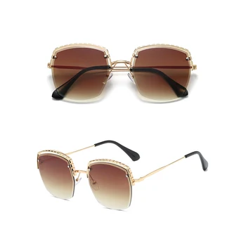 2021 Moda Kvadratnih Očala Ženske Kovinski Pol Okvir Sončna Očala Blagovne Znamke Design Lady Odtenki Nova Dekleta Luksuzni Trending Očala