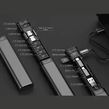 BUDI Multi-funkcijo Smart Ac 6 Kartico za Shranjevanje Podatkov Kabla USB KARTICE Pomnilniške Vrste Univerzalni Za IPhone Xiaomi Huawei Prenosni