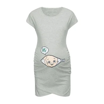 2020 Poletje Materinstva Ženske Obleke Nosečnosti Obleke Cut Baby Catoon Tiskanja Mama Oblačila Kratek Seleeve Noseča Ženska Oblačila