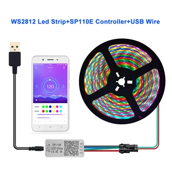 SP110 Bluetooth Controller USB Žice WS2812B Led Trak WS2812 Posamično Prostor RGB Slikovnih pik Svetlobe 30/60/144 Pixel Nepremočljiva