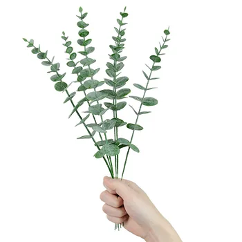5pcs Umetno Obrat Plastike, Evkaliptus, Listi, Cvet za Poročni Šopek rož Doma Soba Dekoracijo Simulacije Zelenih Rastlin