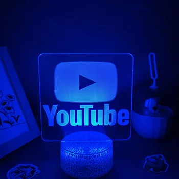 Youtubov LOGOTIP, Znamka, Lava Svetilk 3D LED RGB Neon Nočne Luči Kul Pisano Darilo Za Prijatelje Spalnica Postelji mizico Dekoracijo