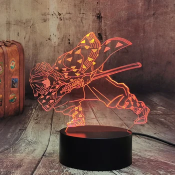 Anime Demon Slayer Agatsuma Zenitsu Slika 3D Optično Iluzijo Noč Svetlobe za Otroke Spalnica Dekor 7 Barva Spreminja, namizne Svetilke