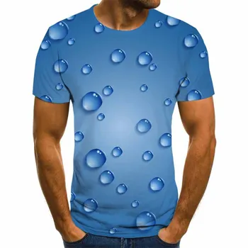 čezmejno eksplozij ustvarjalne raindrop tekoče tiskanje 3DT majica moška moda trendy kratka sleeved krog vratu T-shirt