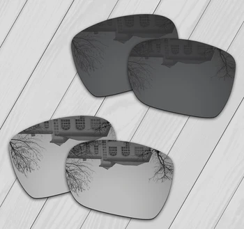E. O. S 2 Parov Black & Silver Polarizirana Zamenjava Leč za Oakley Odklon OO4061 sončna Očala