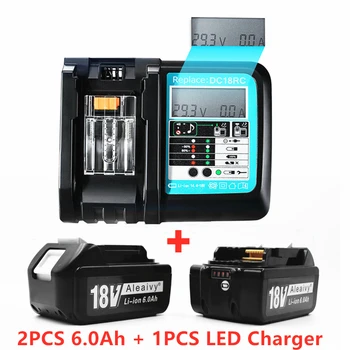 NOVO Z LCD Polnilnik Akumulatorska Baterija 18 V 6000mAh Litij-ion baterija za Makita Baterija 18v 6Ah BL1840 BL1850 BL1830 BL1860 LXT400