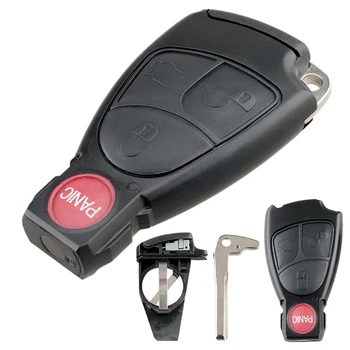 Avto Ključ 4 Gumbi(3+panike) Fob Primeru Lupini Zamenjava Pametne Tipko Daljinskega Zajema z Balde in nosilca za Baterijo Primerni za Mercedes Benz