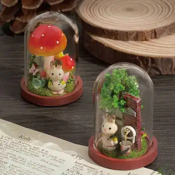 DIY Hiše, Lesena Lutka Hiše Miniaturni Lutke Pohištvo Komplet z LED Igrače za Otroke Božično Darilo Mini Hiša