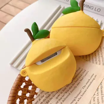 Za Airpods Primeru 3D Mango Vzorec Silikonsko Ohišje Za Apple Airpods 2 1 Lepe Lepe Slušalke Primeru Za Airpods Zraka Stroki Pokrov