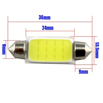 C10w c5w led cob festoon 36mm 12v bele svetilke za avtomobile notranje zadeve branje, luč registrske tablice 6500k 12smd