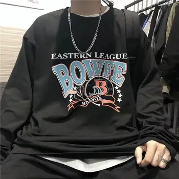 Moški Dolg Rokav T-majice Unisex Tiskanja Hip-pop High Street 3XL Vrečasta Letnik Outwear Tees Gothic Priložnostne BF Ins Trendy Ulične