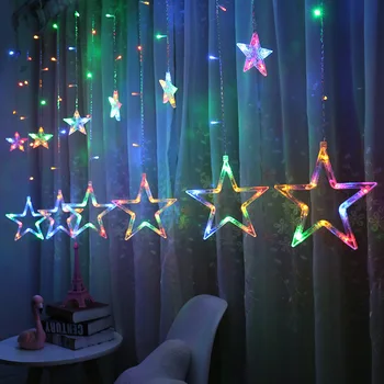 Festoon LED Luči Niz Vila Lučka Verige Holiday Razsvetljavo EU 2,5 M Star Garland Na Oknu Božična Poroka Dekoracija