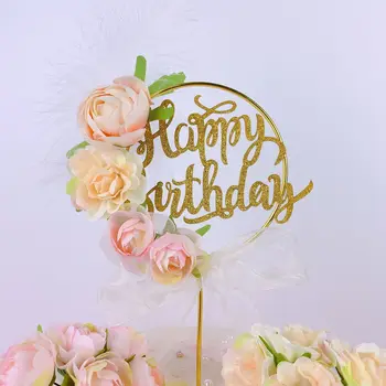 Lep Očesa Pero Železa Garland Flower Torta Pokrivalo Happy Birthday Cake Decoration Dekle, prijatelj Otroci Uslug Stranka Dobave