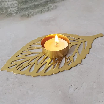 Ustvarjalne Zlati Listi Kovanega Železa Svijećnjak Majhnih Votlih Romantična Večerja Ob Svečah Svijećnjak Doma Dekoracijo Ornament