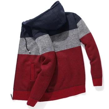 Moški Hooded Sweatercoat Japonska Slog Šivi barve z Dolgimi rokavi Moški Puloverji Priložnostne Ulične Harajuku Jopico Moški Puloverji