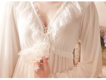 Elegantno Nightgown Sleepwear Čipke Nočno Spanje Obleko Vijolične Barve Bele Poletje Pomlad Čipke Sleepshirt Obleko Za Ženske
