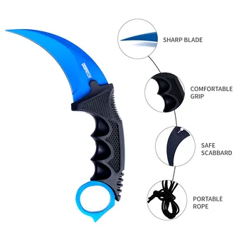 Odpremi Karambit Nož Kul CSGO Counter Strike S Taktično Nevihte Vratu Fiksno Rezilo Modra Lovski Nož za Kampiranje
