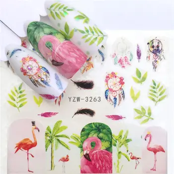 Nalepke za Nohte Flamingo Dreamcatcher DIY Vode Drsniki za Manikuro Dekor Akvarel Nail Art Dodatki za Nohte, Nalepke Oblikovalec