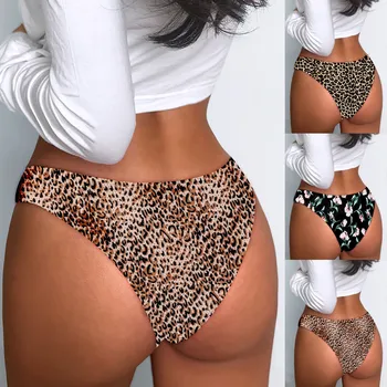 Modne Hlačke Žensk Seksi spodnje Hlačke Brezšivne spodnje Perilo Leopard Za Dekle Bikini Bombaž Mednožje Pregleden Spodnje Perilo