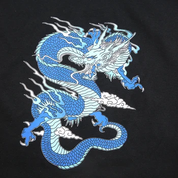 HIGAREDA Požara, Plamen Tiskanja Harajuku T-shirt Dame Y2K Mozaik Black Dragon Tee Rokavi Ženske Gotike Long Sleeve Majica s kratkimi rokavi Ženske