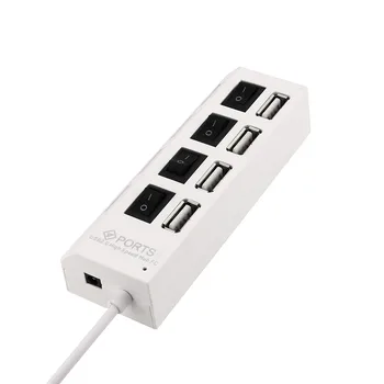 Novo 4 Port USB 2.0 Hub On/Off Stikala + DC Napajalni Kabel za Prenosni RAČUNALNIK Hot Plug and Play 480 Mb / s Hitrost Prenosa Podatkov