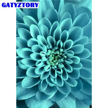 GATYZTORY DIY Okvir Slikarstvo Po Številu modri cvet Komplet Ročno Poslikane Oljna slika Cvet Edinstveno Darilo Za Dom Dekor 40X50cm