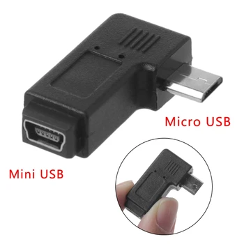 Za 90° v Levo in Desno pod Kotom Mini USB 5Pin Ženski Mikro USB Moški Sinhronizacijo Podatkov Adapter