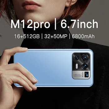 Globalna Različica Pametni M12 Pro 16GB+512GB 6.7 Palčni Full Screen Pametni 32MP+50MP Fotoaparat 6800mAh Telefon Hitra Dostava