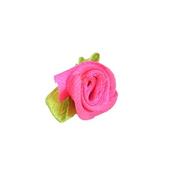 100 kozarcev 10 mm Mix Barve Small Rose Cvet Mini Ročno Saten Trak Dvignila Glavo Poroko Scrapbooking Dekoracijo Oblačila Dodatki