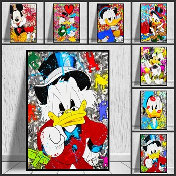 Grafiti Umetnost Disney Platno Slikarstvo Miki Miška in jaka racman Ulične Umetnosti Plakatov Tisk Stenskih slikah, za Dekoracijo Doma