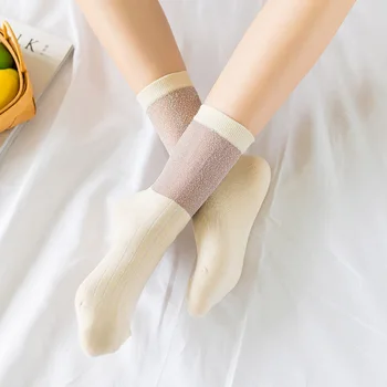 [EIOISAPRA]Pregledni Pisane Bombaž Poletne Kratke Nogavice Ustvarjalne Harajuku Nogavice Ženske Sladko korejski Calcetines Mujer Sokken