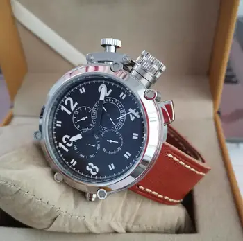 GEERVO Št logo 50mm Big watch Samodejno moške Gledajo Črna številčnica, Multi function dial